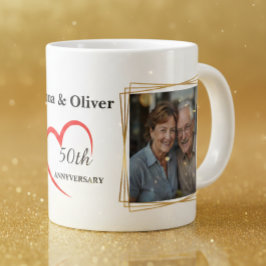 Caneca De Café Grande Personalized 50th Wedding Anniversary Photo Mug
