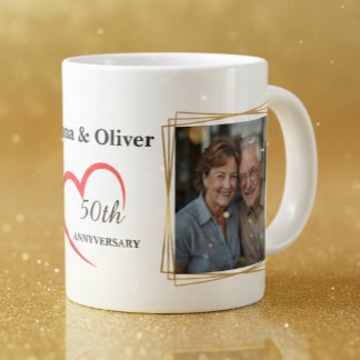 Caneca De Café Grande Personalized 50th Wedding Anniversary Photo Mug