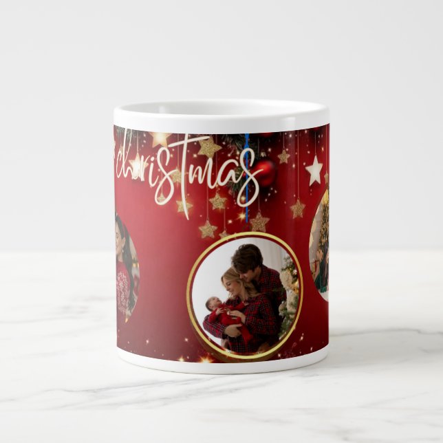 Caneca De Café Grande Personalized Christmas Mug Merry Christmas Photo (Frente)