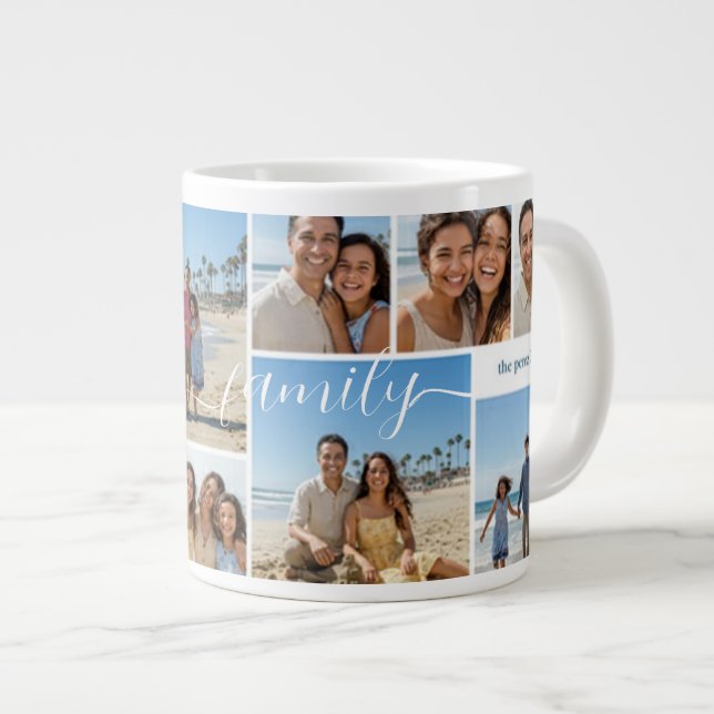 Caneca De Café Grande Personalized Coffee Mug with Family Memories (Frente Esquerda)