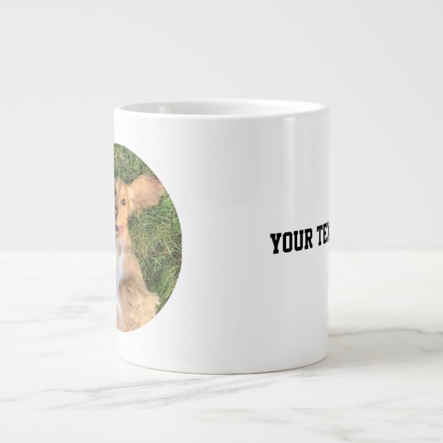 Caneca De Café Grande Personalized Dog Photo with Text | Custom Gift (Frente)