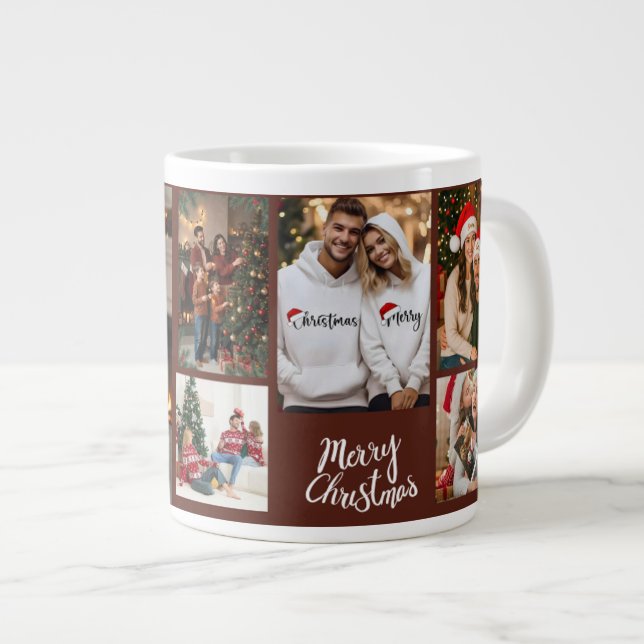 Caneca De Café Grande Personalized Family Christmas Photo Mug (Frente Esquerda)