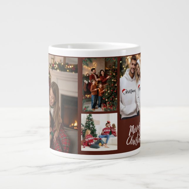 Caneca De Café Grande Personalized Family Christmas Photo Mug (Frente)