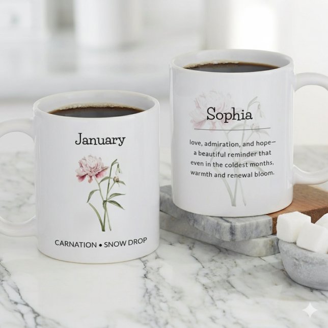 Caneca De Café Grande Personalized January Birth Month Flower (Personalized January Birth Month Flower Giant Coffee Mug)