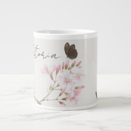 Caneca De Café Grande Personalized Ju Lian Design Floral Butterfly Mug