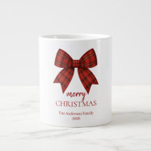 Personalized Merry Christmas | Red Plaid Bow