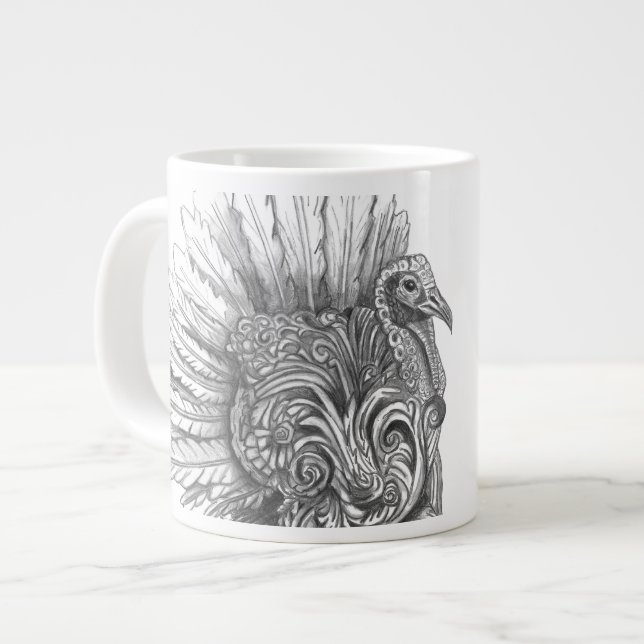 Caneca De Café Grande Personalized Mythological Turkey Mug (Frente Esquerda)