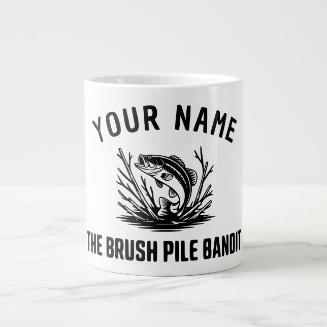 Caneca De Café Grande Personalized Name Brush Bass Hunter (Frente)