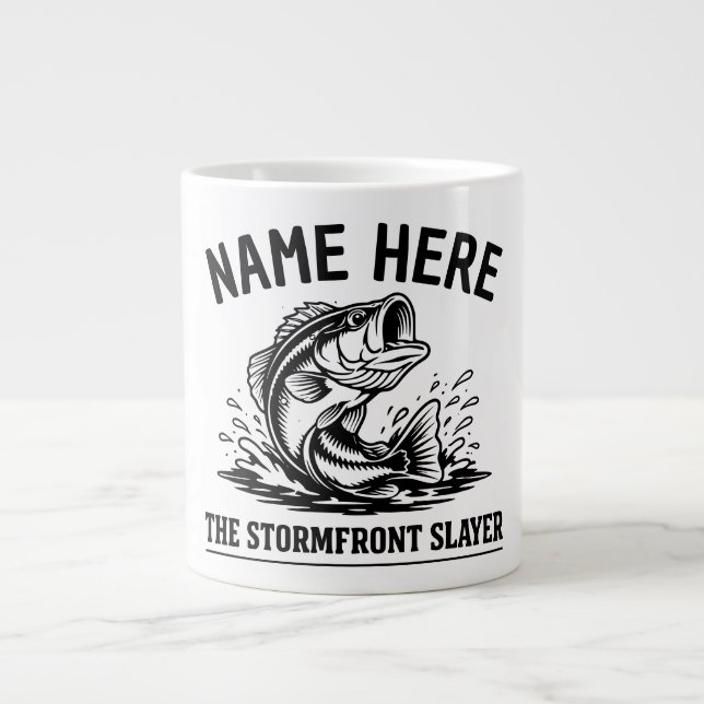 Caneca De Café Grande Personalized Name Classic Bass Fishing Storm (Frente)