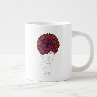Caneca De Café Grande Personalized November Birth Flower Portrait
