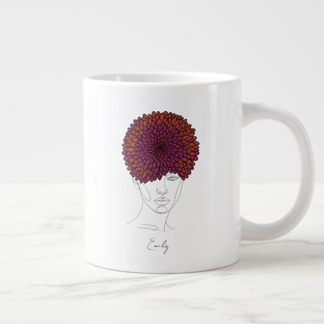 Caneca De Café Grande Personalized November Birth Flower Portrait (Direita)