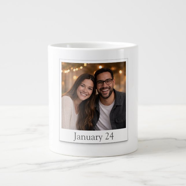 Caneca De Café Grande Personalized Polaroid Photo Mug with Date (Frente)