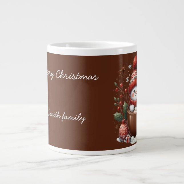 Caneca De Café Grande Personalized Snowman Mug - Custom Name Gift (Frente)