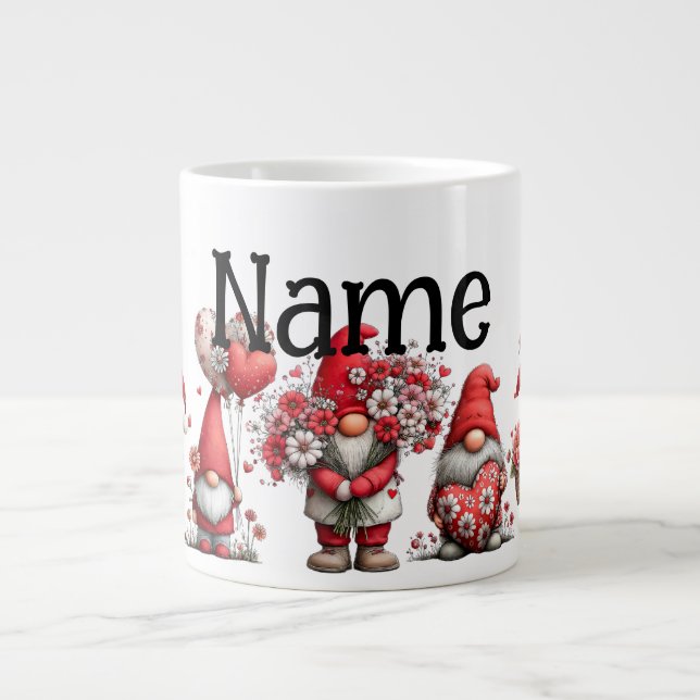 Caneca De Café Grande Personalized valentine gnomes (Frente)