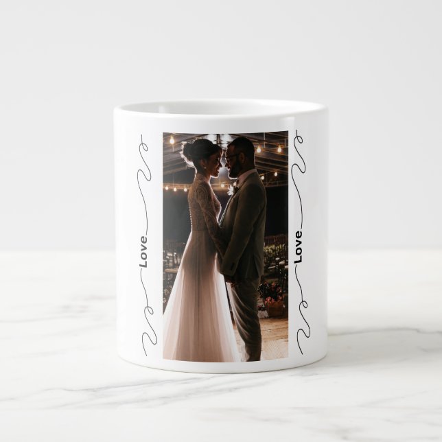 Caneca De Café Grande Personalized Wedding Photo Mug for Couples (Frente)