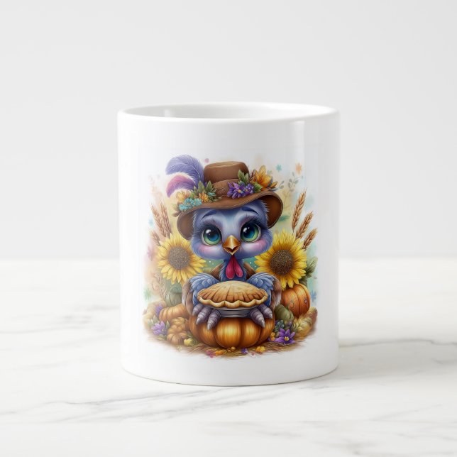 Caneca De Café Grande Peru de Outono Fofo (Frente)