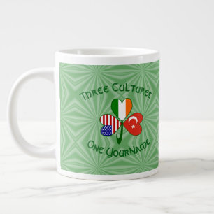 Caneca De Café Grande Peru Irlanda EUA Trevo Bandeira Personalizada
