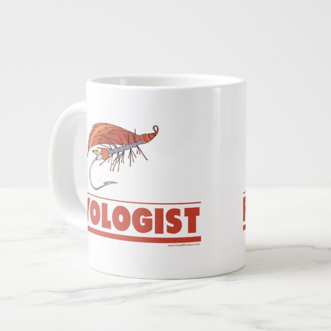 Caneca De Café Grande Pesca de Mosca Engraçada (Frente Esquerda)