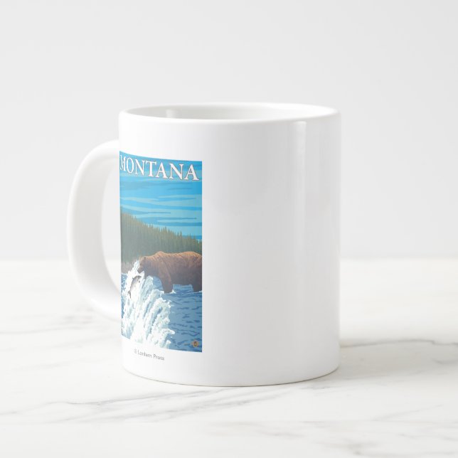 Caneca De Café Grande Pesca de Ursos em Montana (Frente Esquerda)