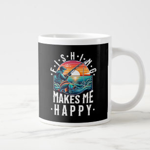 Caneca De Café Grande Pesca me deixa feliz