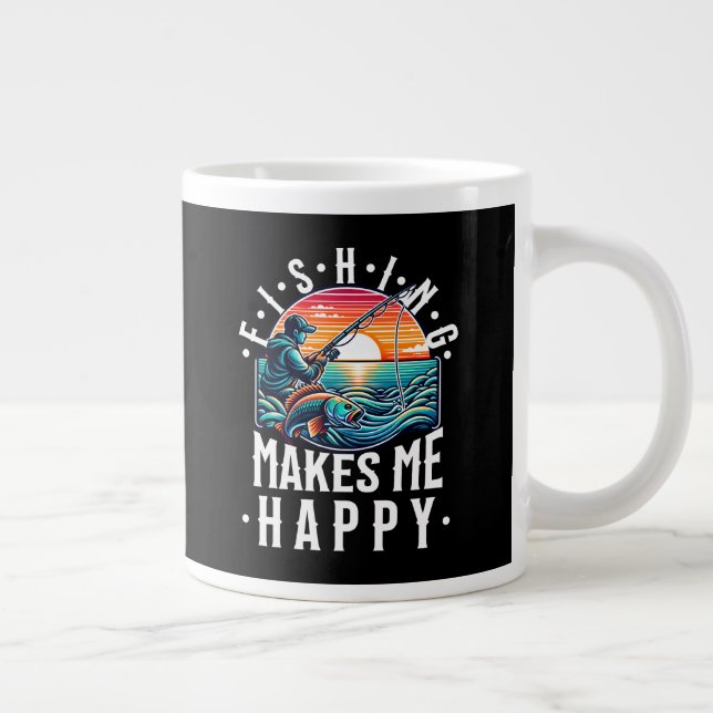 Caneca De Café Grande Pesca me deixa feliz (Direita)