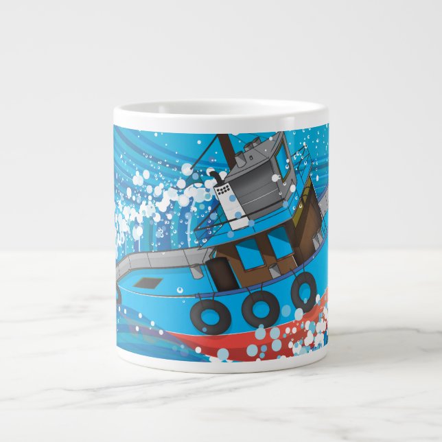 Caneca De Café Grande Pesca no oceano profundo (Frente)
