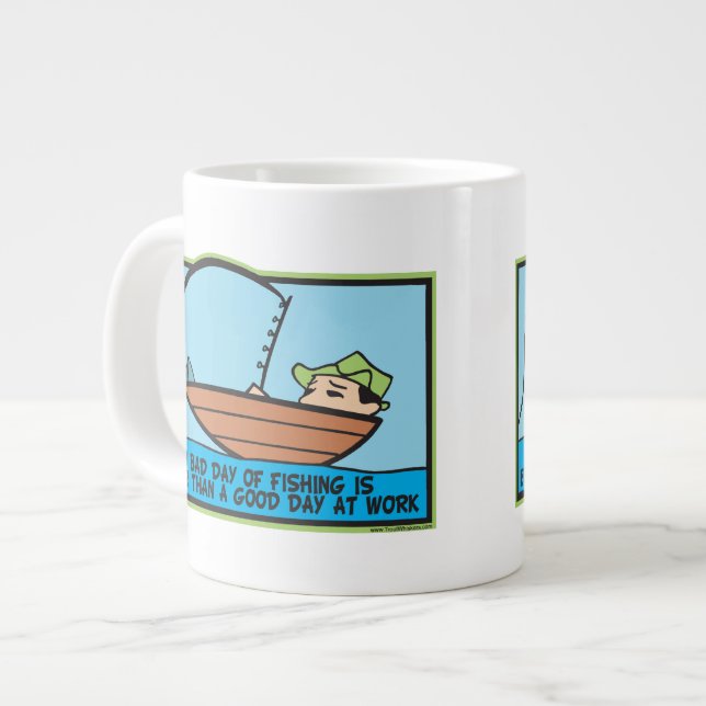 Caneca De Café Grande Pescador Engraçado (Frente Esquerda)