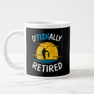 Caneca De Café Grande Pescador Oficialmente Aposentado Plano
