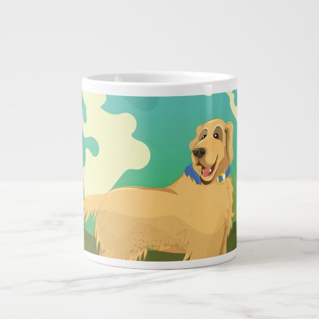 Caneca De Café Grande Pet Dog no parque (Frente)