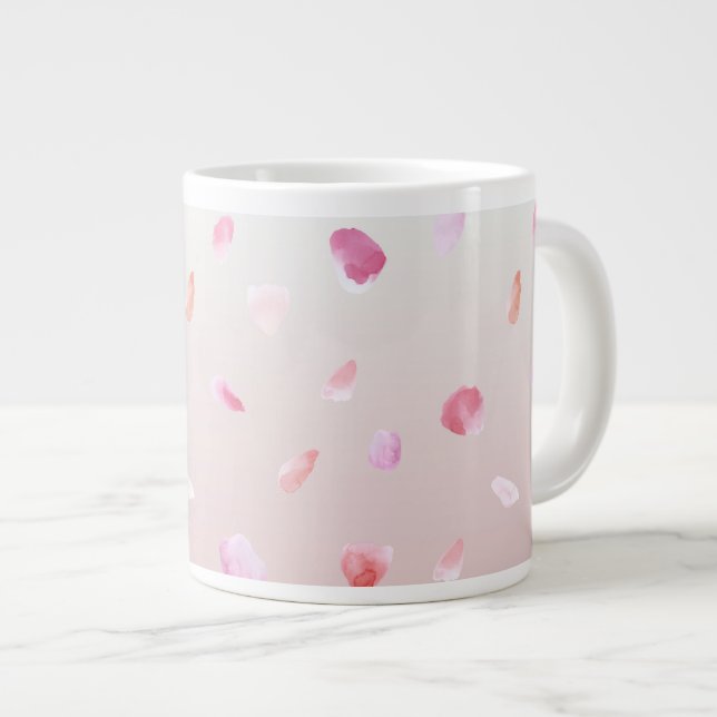 Caneca De Café Grande Petais Rosa românticos (Frente Esquerda)