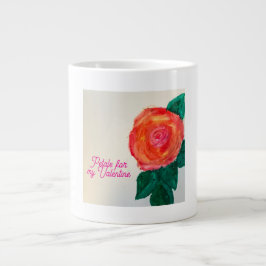 Caneca De Café Grande Pétalas Para Meu Valentine