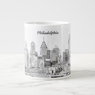 Caneca De Café Grande Philadelphia Skyline Sketch Jumbo Mug