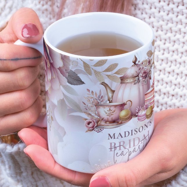 Caneca De Café Grande Pia-rosa-Chá do Chá de Noz-de-Água (Criador carregado)