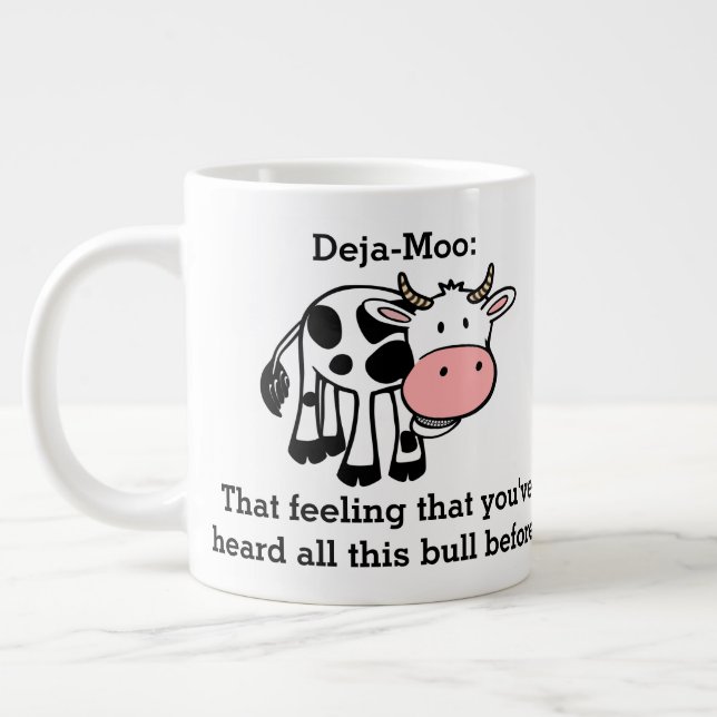 Caneca De Café Grande Piadas Engraçadas De Vaca Deja-Moo (Esquerda)