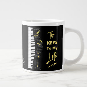 Caneca De Café Grande Piano Keyboard Jogadores Diversão Notas de Músic