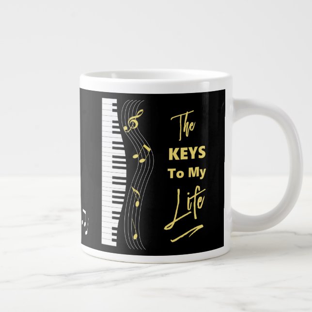 Caneca De Café Grande Piano Keyboard Jogadores Diversão Notas de Música (Direita)