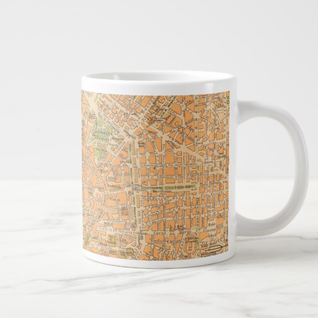 Caneca De Café Grande Pianta di Milano - Mapa de Milão, Itália (Direita)