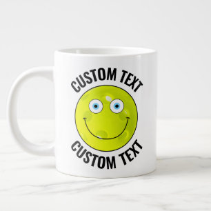 Caneca De Café Grande Pickleball Personalizado Face Feliz e Texto Person