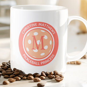 Caneca De Café Grande Pickleball Princesa Engraçada Nome da Cotação Inic