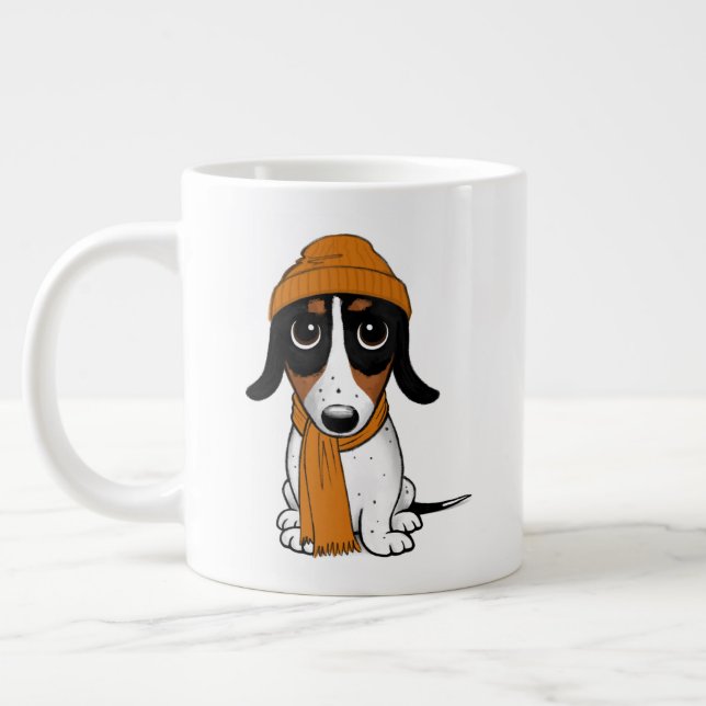 Caneca De Café Grande Piebald Dachshund | Cachorro-Hipster (Esquerda)