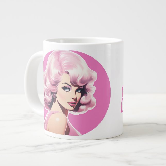 Caneca De Café Grande Pin-up inspirado na Barbie (Frente Esquerda)