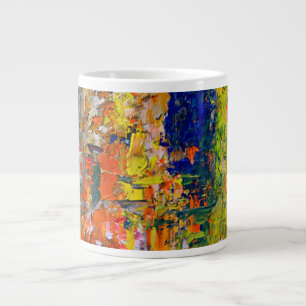 Caneca De Café Grande Pinceladas de Cores Abstratas da Paleta do Artista