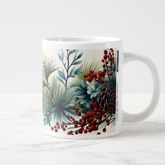 Caneca De Café Grande Pine Cones e Berries 20oz Mug para Coff