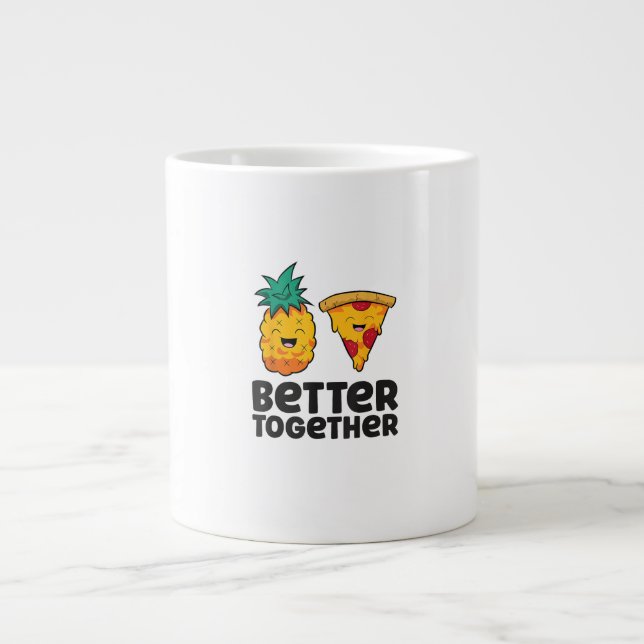 Caneca De Café Grande Pineapple Pizza Better Together Modern Graphic Des (Frente)