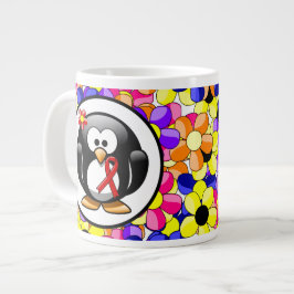Caneca De Café Grande Pinguim da Faixa de Sensibilização Vermelha