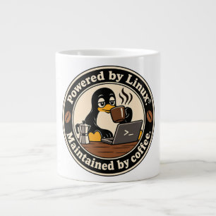 Caneca De Café Grande Pinguim Linux Tux e café