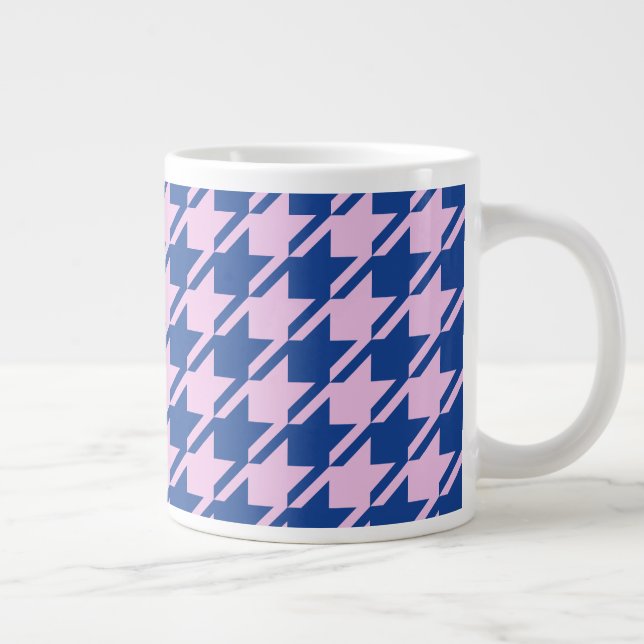 Caneca De Café Grande Pink-alto-dente+Padrão Grande Azul (Direita)