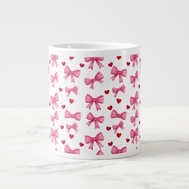 Caneca De Café Grande Pink Bows (Frente)