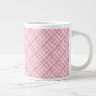 Caneca De Café Grande PINK CHECK QUILT Big White Mug