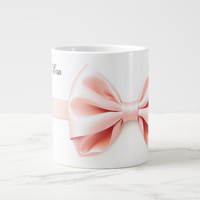 Caneca De Café Grande Pink Ribbon Coquette Aesthetic Valentine (Frente)